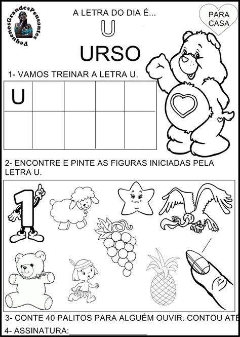 Novas Atividades com a Vogal U - Educação Infantil | Atividade letra u ...