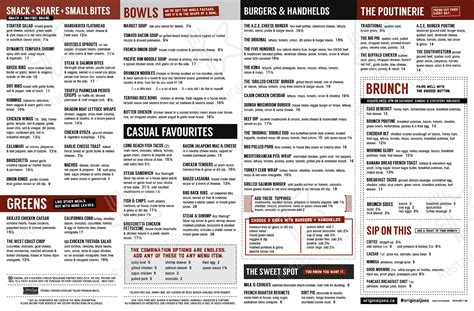 Menu at Original Joe's pub & bar, Red Deer