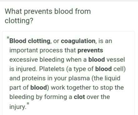 Factor that prevent blood clotting in blood vessel - Brainly.in