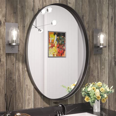 Amazon.com: TETOTE Black Oval Bathroom Mirror, 24 x 36 Matte Black ...