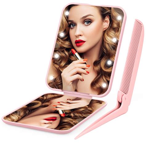 Led Visor Vanity Mirror Portable Mini Mirror with Lights 8 LEDs 2X ...