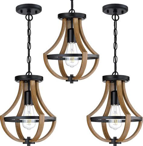 Modern Farmhouse Hanging Pendant Lighting,3 Pack 1-Light Rustic Semi ...