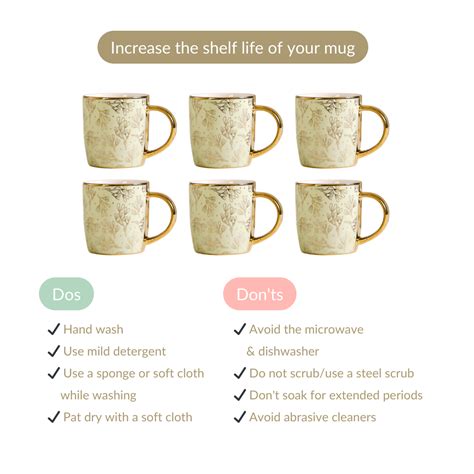 Gold Detail Coffee Mug Set of 6 Matte Pistachio Green 350ml Online ...