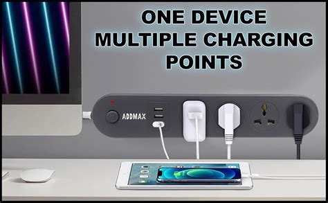 ADDMAX Extension Cord with USB Port 10A 220V-50/60Hz | 4 Socket Outlet ...