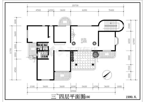 某小区450平米4层砖混结构住宅楼平立面设计CAD图纸（1层1户）_砖混结构住宅楼_土木在线