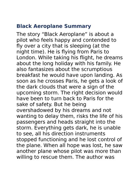 CBSE Class X English CH 3 THE Black Aeroplane Summary AND Question AND ...