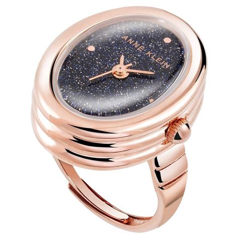 Buy Online Anne Klein Quartz Analog Blue Dial Rose Gold Metal Ring ...