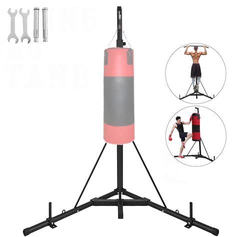 VEVOR Foldable Boxing Heavy Bag Stand, Height Adjustable Sandbag Rack Portable 132LB Heavy Duty ...