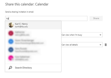 Sharing a Calendar and Delegating Administrative Rights - Fairleigh ...