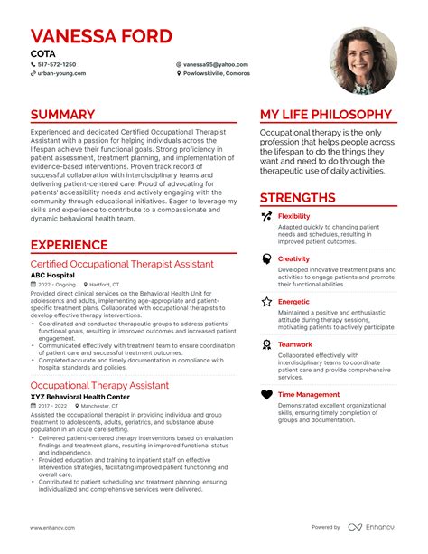 Occupational Therapy Assistant Sample Resume Occupational Therapist