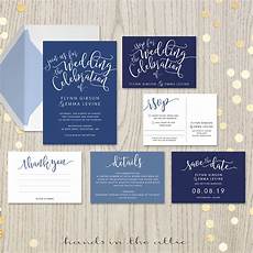 Printable Wedding Invitation Sets by Navy Blue Wedding Invitation Set Printable Stationery Printable Wedding Invitation Sets