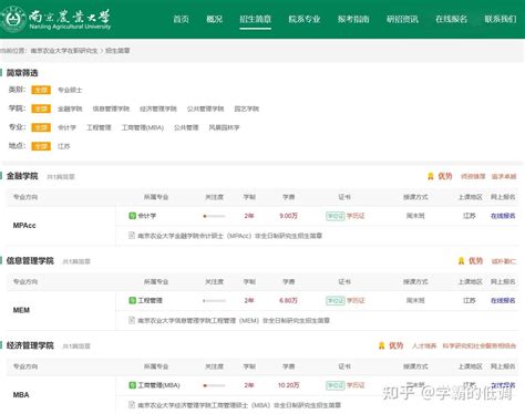 南京农业大学在职研究生招生专业学制学费信息一览表 - 知乎