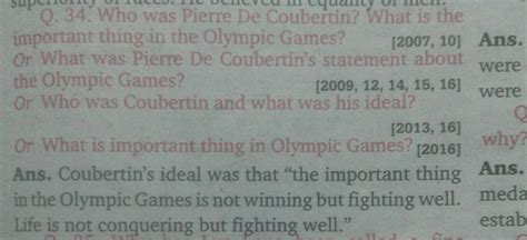 Who was Pierre De Coubertin? What is the important thing in the Olympic ...