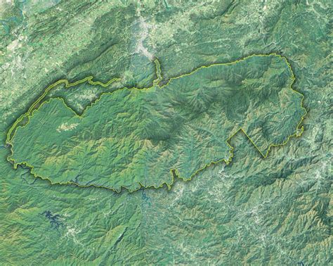 Great Smoky Mountains National Park, Satellite 3D Raised Relief Map