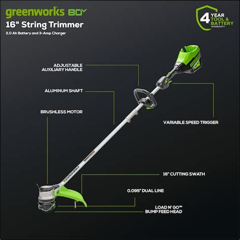 Greenworks Pro 80-volt Max 16-in Straight Shaft Battery String Trimmer ...