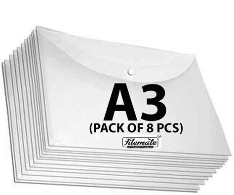Filemate A3 Size My Clear Bag (Pack of 8 pcs)(Size: 13 X 18 inch ...