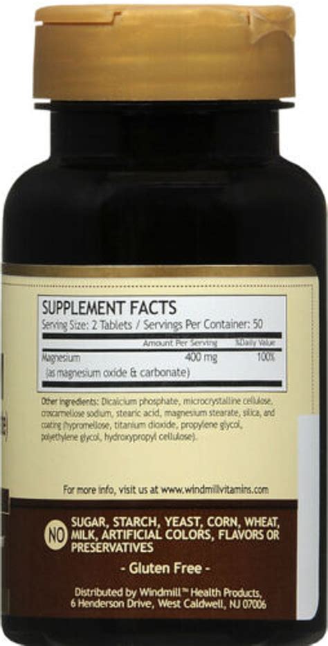 Windmill Magnesium Oxide 400 mg 100 CT - drugsupplystore.com