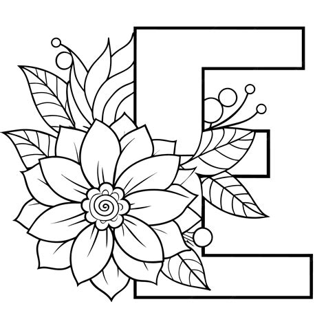Premium Vector | Alphabet E coloring page with the flower E letter ...