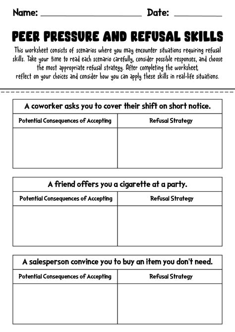 17 Peer-Pressure Worksheets Printable - Free PDF at worksheeto.com