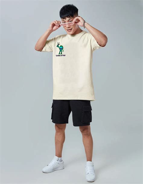 Punk Beige Oversized Placement Graphic Printed Tshirt – Veirdo