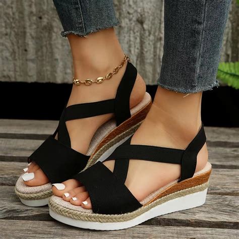 Strappy Low Wedge Sandals