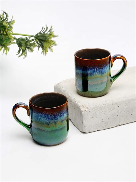 Buy EK by Ektaa Kapoor - Handmade Textured Glazed Ceramic Mug (350 mL ...