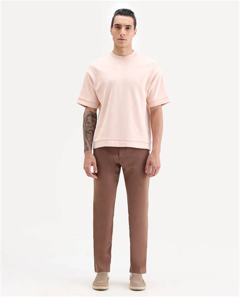 Rare Rabbit Men's Driver-2 Dusky Rust Polyester Blend Plain Regular Fi