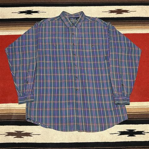 " Patagonia " Jacquard Check Pattern Cotton L/S Shirts size L | DESERTSNOW