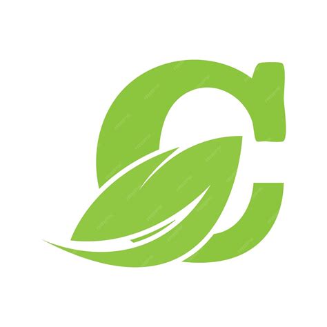 Premium Vector | Green eco letters c logo with leaves symbol alphabet botanical natural letter c ...
