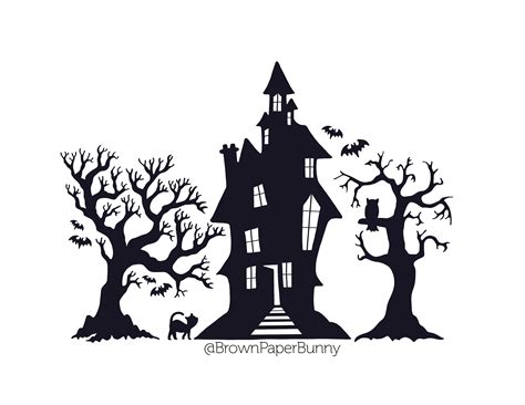 Haunted House Silhouette Pattern