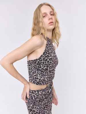 Sophie Leopard print halter neck top
