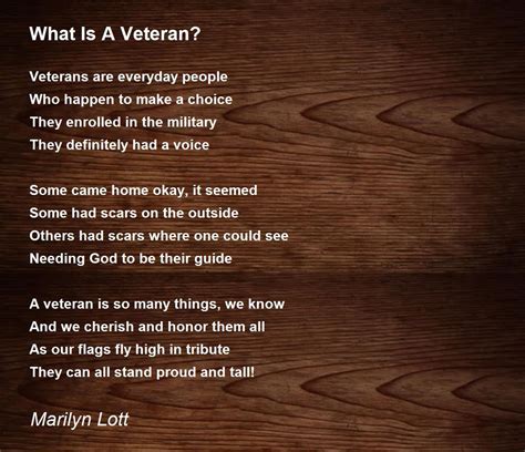 It Is The Veteran Poem