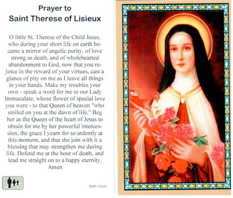 Prayer Holy Card St Therese Lisieux Laminated - Wbp-there - Therese