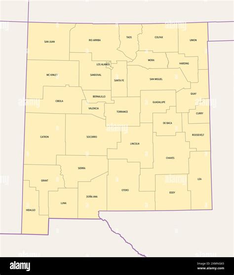 New Mexico counties, political map with borders and county names. State ...
