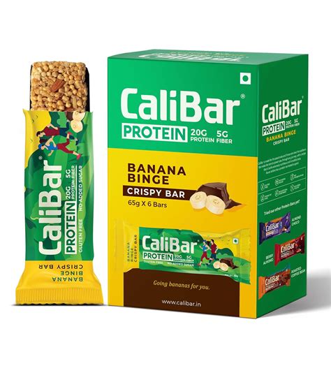 CaliBar 20G Protein Bar - Banana Binge Crispy Bar With Real Banana Bits ...