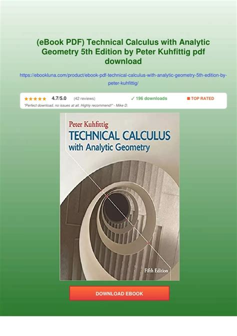 Summary (eBook PDF) Technical Calculus with Analytic Geometry 5th ...