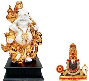 Kanhagift Fengshui God Laughing Buddha Vastu Gold plated Statue with ...