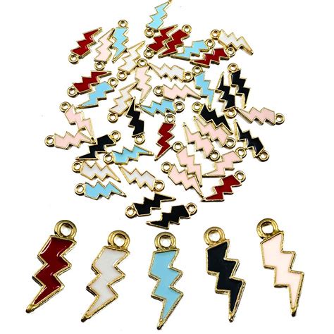 Jiali Q 50 pcs Mixed Color Zinc Alloy Enamel Flash Lightning Charms for ...