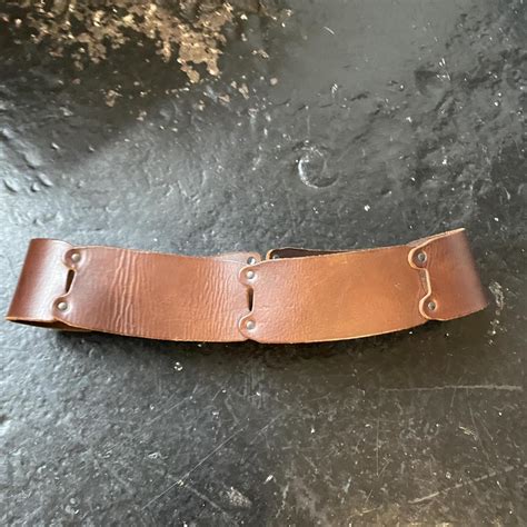 Vintage Brown Leather Large Thick Belt - Depop