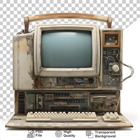 Premium PSD | 3d old vintage computer on transparent background