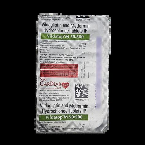 VILDATOP M 50/500MG TABLET 10'S: Price, Uses, Side Effect, Composition ...