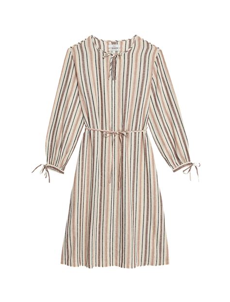 Buy Linen Blend Striped Midi Shift Dress at Marks & Spencer