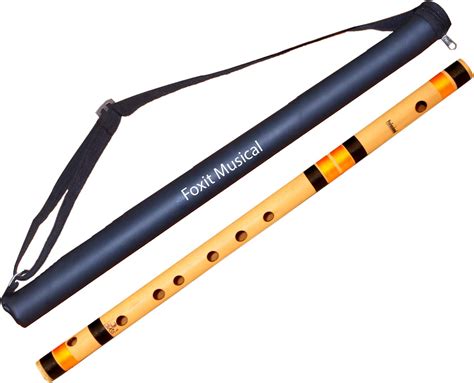 Foxit Flutes B Natural Base Bamboo Flute Size 20 inch With Carry Bag ...