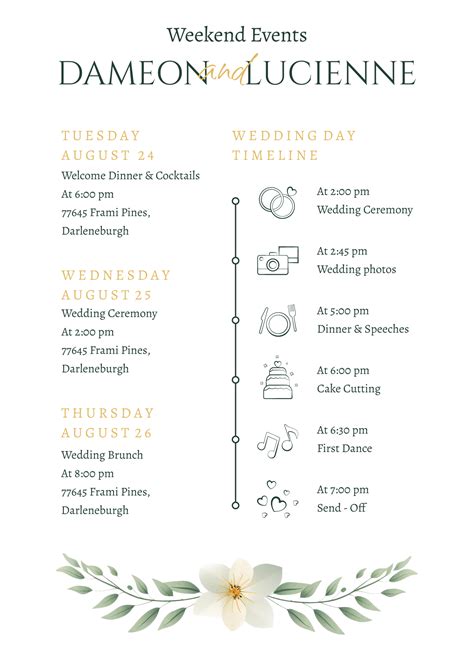 Unique Wedding Weekend Itinerary