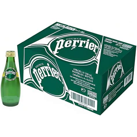 Perrier Natural Sparkling Mineral Water Glass Bottles - (24x330ml ...