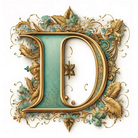 Premium Photo | A close up of a fancy letter d with a floral border ...