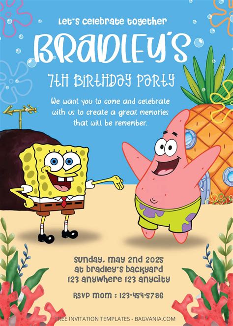 Get FREE PDF Invitation - Spongebob Squarepants Birthday Invitation ...