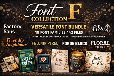 New 2026 Font Collection F - Versatile Font Bundle (19 Families / 42 ...
