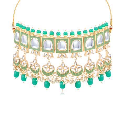 Sukkhi Elegant Gold Plated Meenakari Choker Necklace Set for Women ...