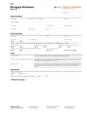 Fillable Online finance princeton Mortgage Worksheet Fax Email Print ...